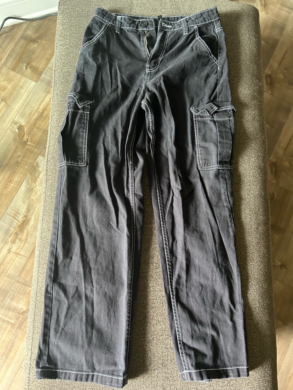 H&M Black Cargo Pants with Contrast Stitching